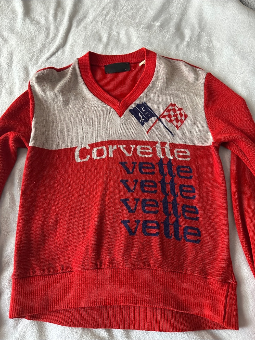 Red V-Neck Mens Sweater